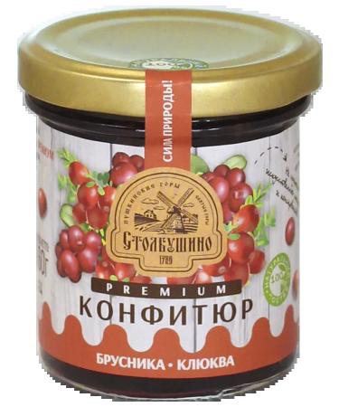 Stolbushino Premium confiture sterilized. Lingonberry - cranberries 160g