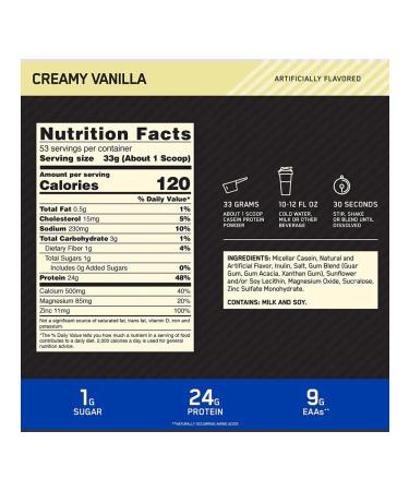 Optimum Nutrition Casein Casein Gold Standard Protein 1750 vanilla cream - Buy Online on GoSupps.com