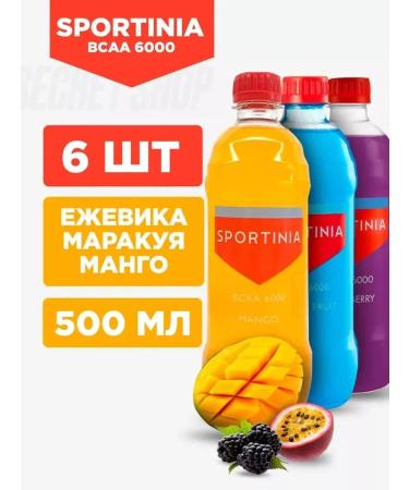 SPORTINIA SN drink BCAA 6000 6 pieces of 500 ml Black Mango Maracuya