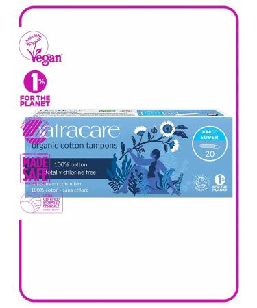 NATRACARE Organic tampons Super 3 drops 20 pcs