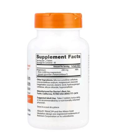 Doctor's Best Magnesium with a high degree of assimilation 120 tablets - Buy Online on GoSupps.com