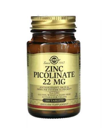 SOLGAR Zinc Picolinate 22 mg 100 tab