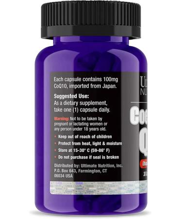 Ultimate Nutrition Coenzyme Q10 Kilikhinon 100 mg for energy Coenzyme Q10 30 caps - Buy Online on GoSupps.com