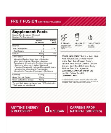 Optimum Nutrition On Amino Energy Amino acid Fruit Fusion 65 Serv 585 g - Buy Online on GoSupps.com