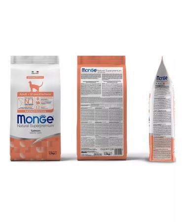 MONGE Adult cat dry food for adult cats with salmon 1.5 kg - Buy Online on GoSupps.com