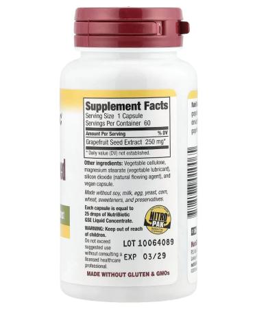 NutriBiotic Grapefruit seed extract 60 capsules - Buy Online on GoSupps.com