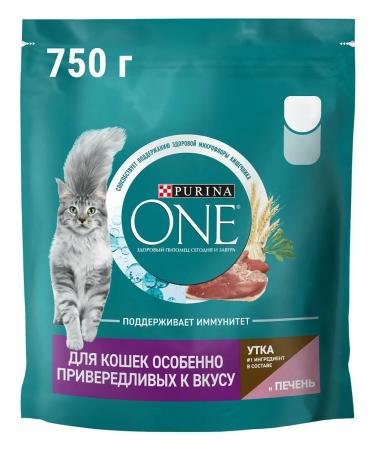 PURINA ONE Dry food for fastidious cats duck liver 0.75 kg - Buy Online on GoSupps.com