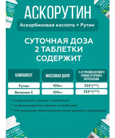 Ecotex Ascorutin (ascorbic acid + rutin) tablets No. 50 4 units - Buy Online on GoSupps.com