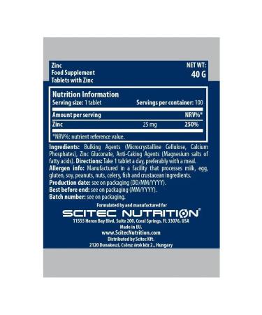Scitec Nutrition Zinc gluconate. ZINC 100 table - Buy Online on GoSupps.com