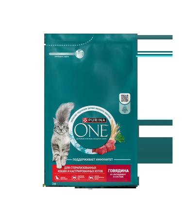 PURINA ONE Feed for sterilized cats with beef 3 kg - Buy Online on GoSupps.com