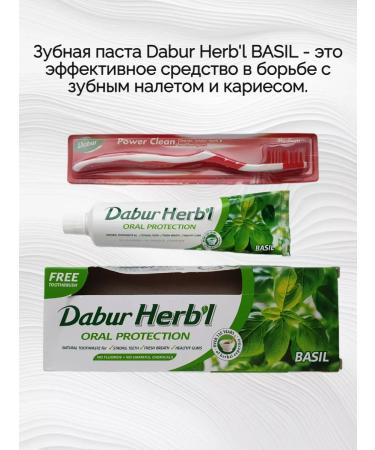 Dabur Paste protection of the oral cavity with basil+toothbrush - Buy Online on GoSupps.com