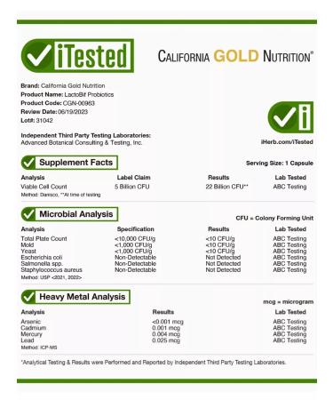 California Gold Nutrition Bifidobacteria lactobacilli USMing US - Buy Online on GoSupps.com