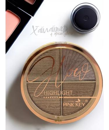PINK KEY Palette highlighters of 4 colors. No. 2
