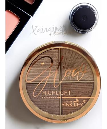 PINK KEY Palette highlighters of 4 colors. No. 3
