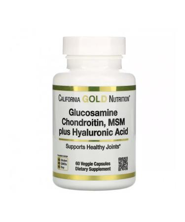 California Gold Nutrition Glucosamine chondroitin and MSM with hyaluronic acid 60 cap