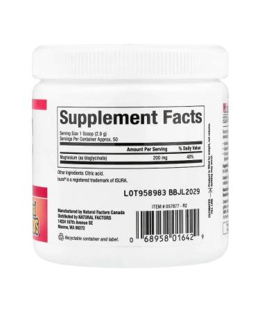 Natural Factors Bisglcinate magnesium 200 mg 145 g - Buy Online on GoSupps.com