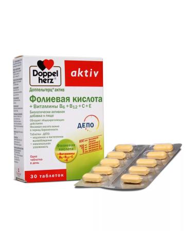 Doppelherz Folic acid+vitamin B6+B12+C+E No. 30 - Buy Online on GoSupps.com