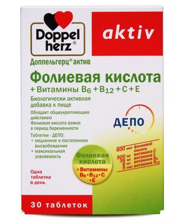 Doppelherz Folic acid+vitamin B6+B12+C+E No. 30 - Buy Online on GoSupps.com