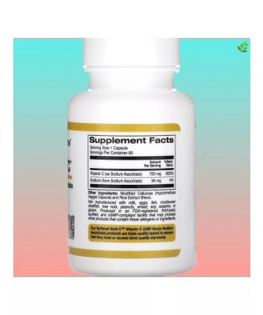 California Gold Nutrition Buffering vitamin C sodium ascorbate 60 pcs - Buy Online on GoSupps.com