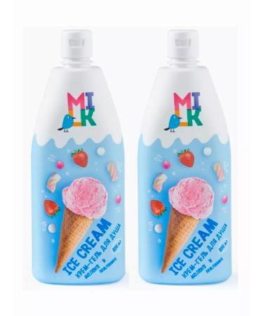 Cream gel milk and strawberry for shower 2pcs