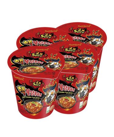 samyang Hot Chicken 2x Spicy with chicken glass 70 g x 4 pcs