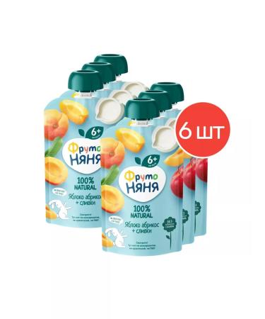 Frutonyanya Puree from apples and apricots with cream 90 g 6 pcs - Buy Online on GoSupps.com