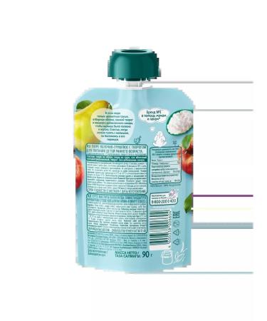 Frutonyanya Puree from apples and pears with cottage cheese 90g from 6 pcs - Buy Online on GoSupps.com