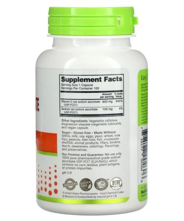 NutriBiotic Sodium ascorbate vitamin C sodium ascorbate 100 kapsul - Buy Online on GoSupps.com