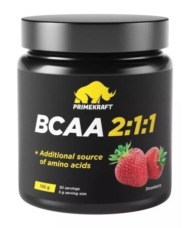 Prime Kraft BCAA 2 1 1 Sports nutrition of amino acids strawberries 150g - Buy Online on GoSupps.com