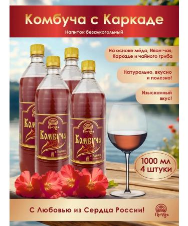 Promyod Combuche with the frame live tea mushroom set 4 pcs 1 liter