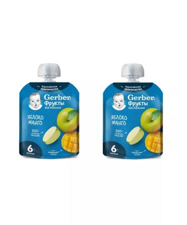 Gerber Fruit puree apple mango from 6 months 90 g 2 pcs - Buy Online on GoSupps.com