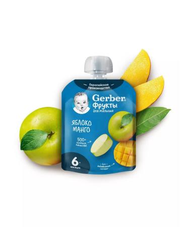 Gerber Fruit puree apple mango from 6 months 90 g 4 pcs - Buy Online on GoSupps.com