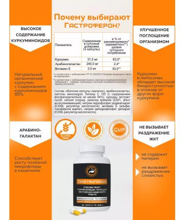 Vector-Medica Gastrophoreron for the stomach prebiotic arabinogalactan Kurkumin - Buy Online on GoSupps.com