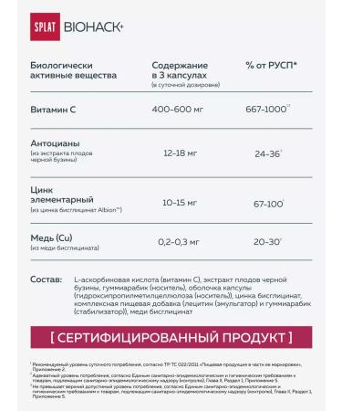 SPLAT Zinc Helat 15 mg extract Buzina 300 mg vitamin C dietary supplement 60pcs - Buy Online on GoSupps.com