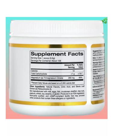 California Gold Nutrition Magnesium powder with an orange taste 380 g - Buy Online on GoSupps.com
