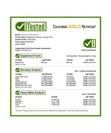 California Gold Nutrition Magnesium powder with an orange taste 380 g - Buy Online on GoSupps.com