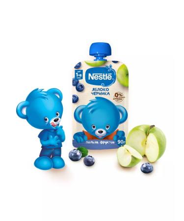 Nestle Puree apple of blueberries 90 g 4 pcs - Buy Online on GoSupps.com