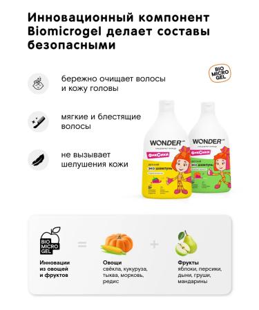 Wonder Lab Children's shampoo for hair children boys girls 2 x 540 ml - Buy Online on GoSupps.com