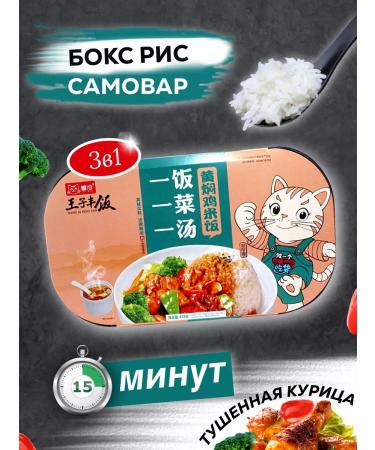 Asian food Self -heated Chinese rice with stewed chicken