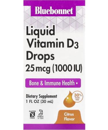 Bluebonnet Nutrition Vitamin D3 in drops citrus taste 1000 IU 30 ml - Buy Online on GoSupps.com