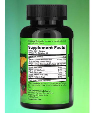 NATURELO Iron with vitamin C 90 vegetarian capsules - Buy Online on GoSupps.com