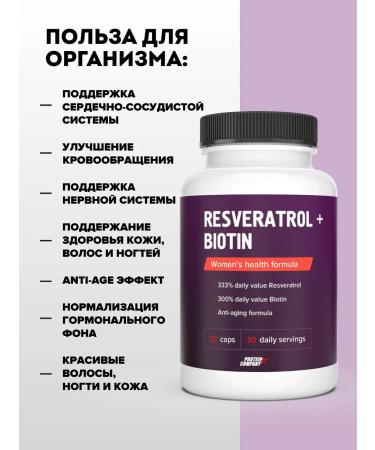 PROTEINCOMPANY Resveratrol biotin 30 capsules - Buy Online on GoSupps.com
