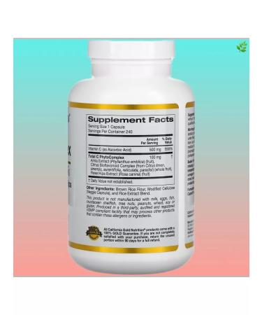 California Gold Nutrition Total C Complex Vitamin C with Bioflavonoids 500 mg - Buy Online on GoSupps.com