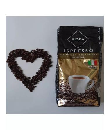 RIOBA Coffee in Gold Espresso grains 80% arabica 20% robust 1 kg - Buy Online on GoSupps.com