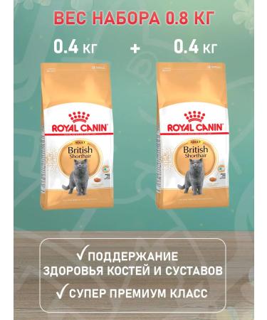 ROYAL CANIN Dry food British shorthair for cats British 0.4 kg 2pcs - Buy Online on GoSupps.com