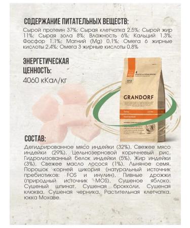 Grandorf food for sterilized cats with turkey 2 kg - Buy Online on GoSupps.com