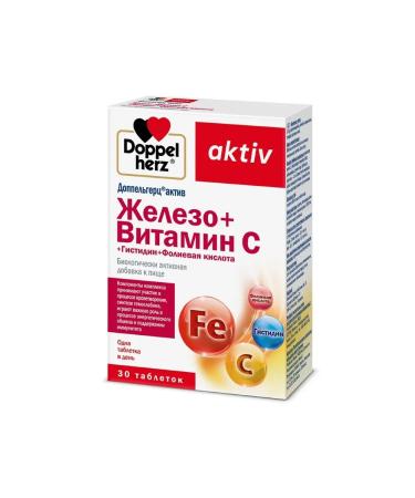 Doppelherz Iron + vitamin C + histidine + folic acid No. 30 -1pcs