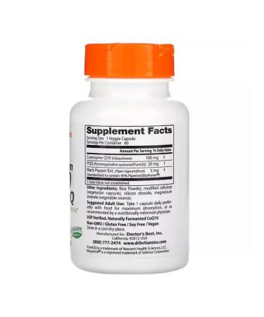 Doctor's Best Coenzyme Q10 100 mg 60 plant capsules - Buy Online on GoSupps.com