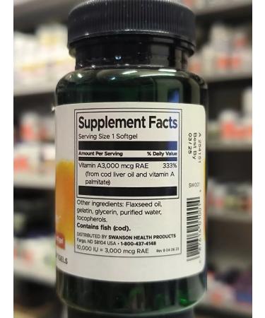 Swanson Vitamin A 10 000 me 250 capsules - Buy Online on GoSupps.com