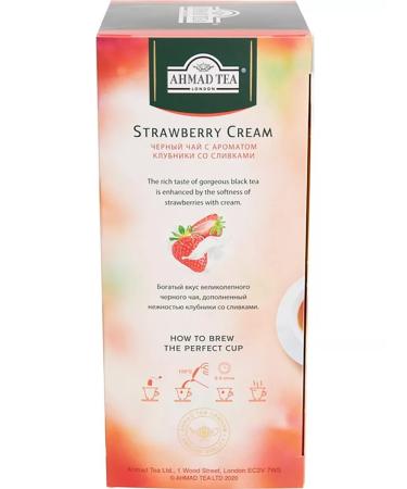 Ahmad Tea Black tea Strawberry Cream 2pcs 25 Pack. Strawberries with cream - Buy Online on GoSupps.com